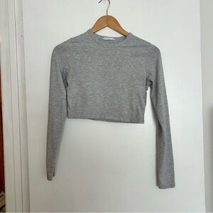 Gray Long Sleeve Crop Top